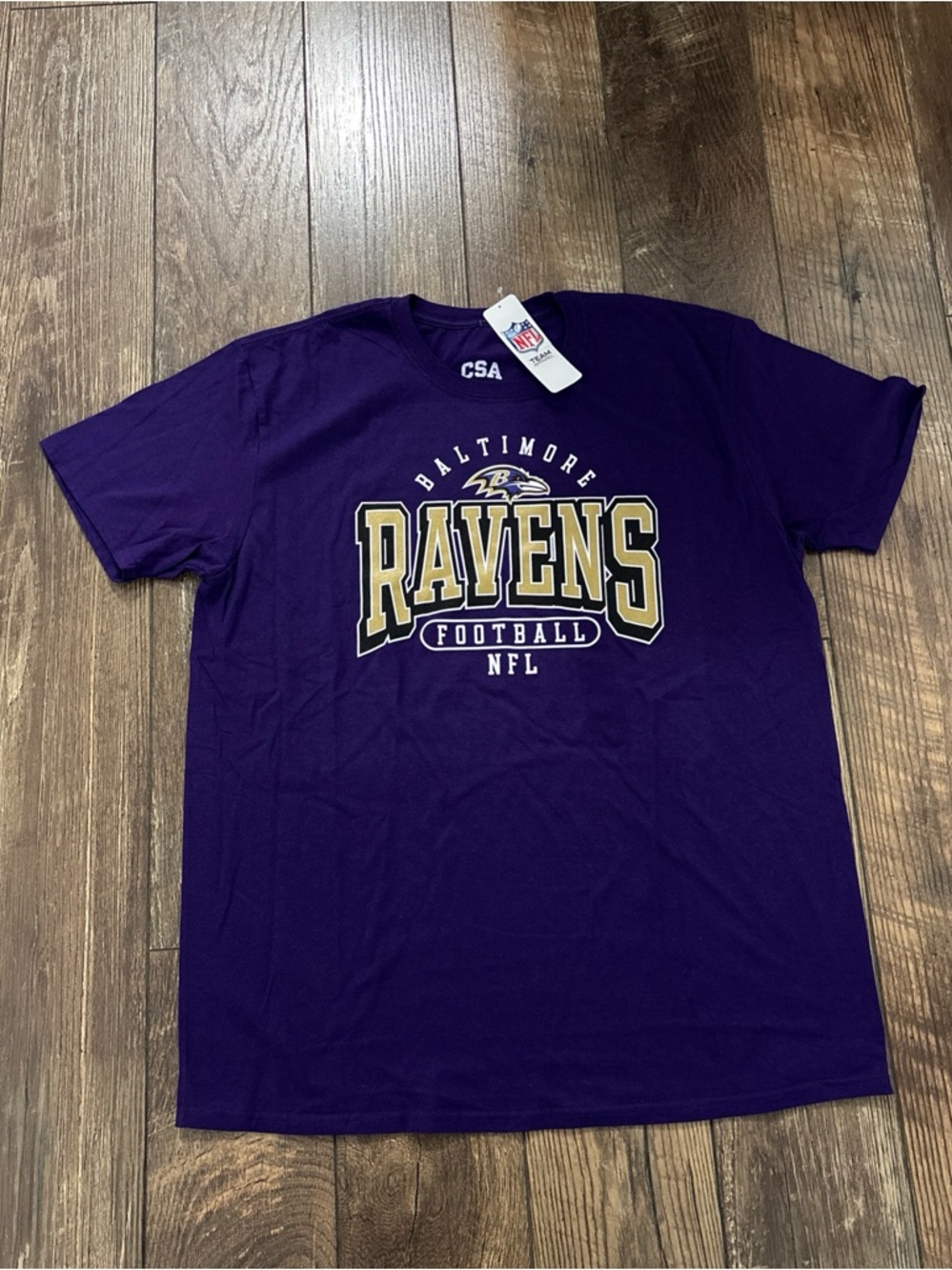 NFL Baltimore Ravens Purple & Gold Graphic Football Tee Shirt Size XL